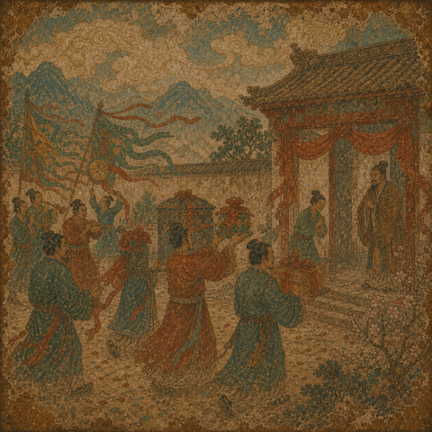 Ancient-style visual for the 贺 surname